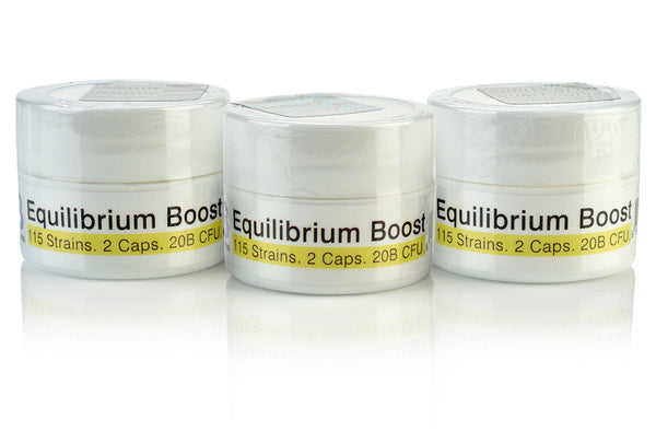 Equilibrium Boost MegaDose Probiotic Supplement High Dose Starter with Prebiotic - 20 Billion CFU Time Release - 2 Capsules - 115-Strains