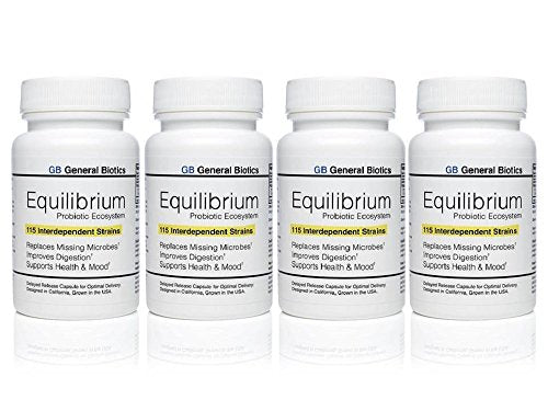 4-pack Equilibrium Probiotic - 120 Daily Capsules with Prebiotic - 115-Strains