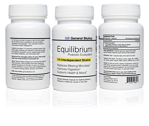 3-pack Equilibrium Probiotic - 90 Daily Capsules with Prebiotic - 115-Strains
